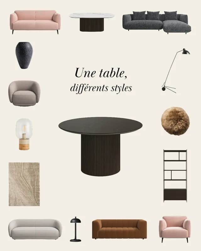 Infographie « Une table, différents styles », compte ameublement